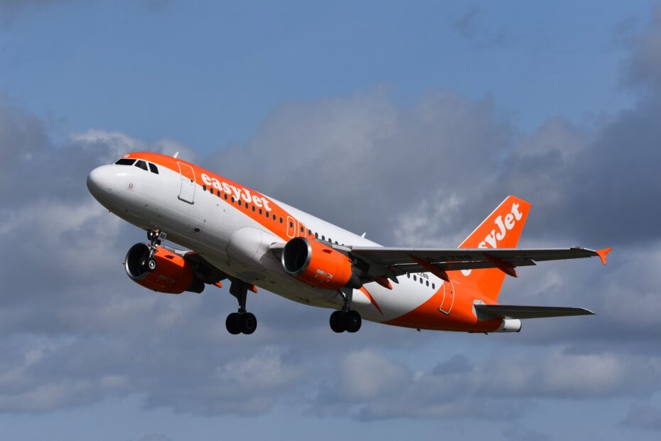 easyJet airplane in the air