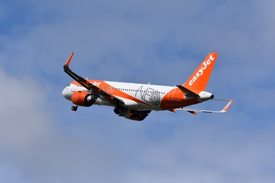 easyJet airplane in the air