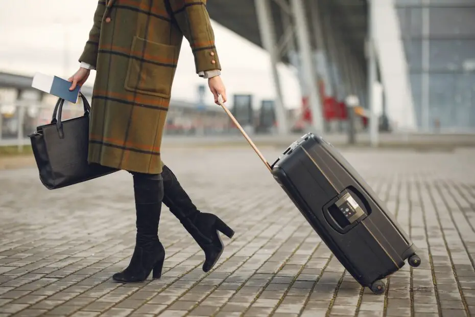 Woman walking with a suitcase
