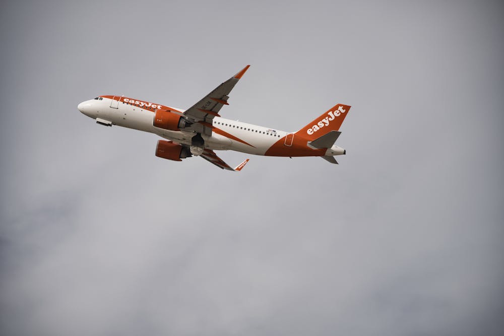 EasyJet airplane in the sky